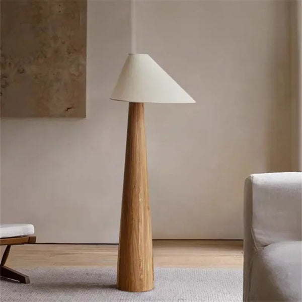 Tapered Oak Wood Floor Lamp
